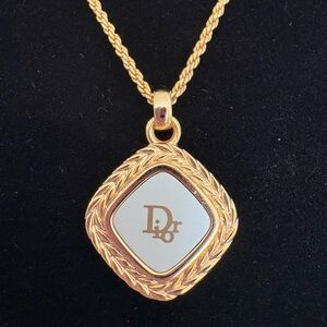 Christian Dior White & Gold Pendant Necklace